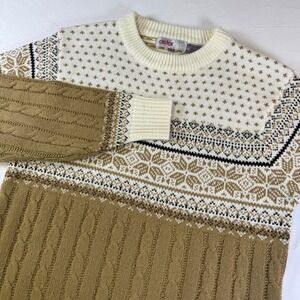 Vintage‎ 90s Astor One Winter Sweater Fair Isle Snowflake Men's Size Med